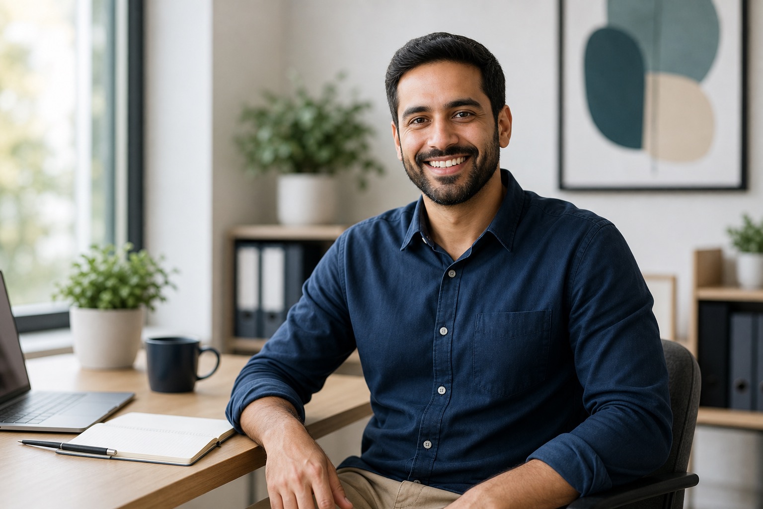 Professional client portrait in a modern office